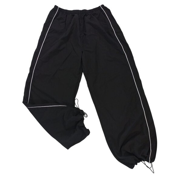 Black Track Pants With White Piping Elastic Waist & Ankles Drawstring Size S. - Picture 1 of 6